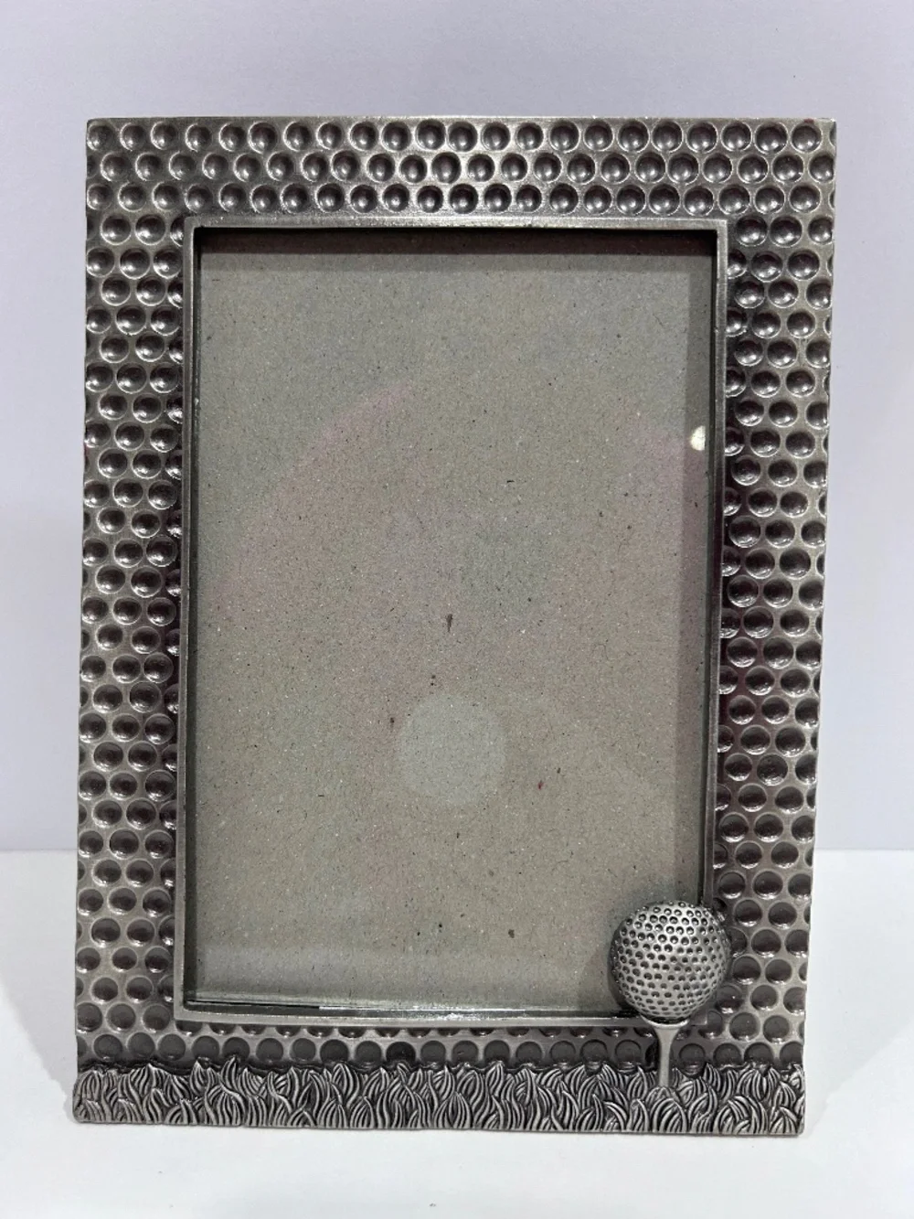 Vintage Golf Photo Picture Frame Textured Metal Golf Art 4x6 photo -Stand up GUC